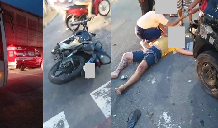 Acidente com motociclista ferido no São José. Corpo de Bombeiros socorreu