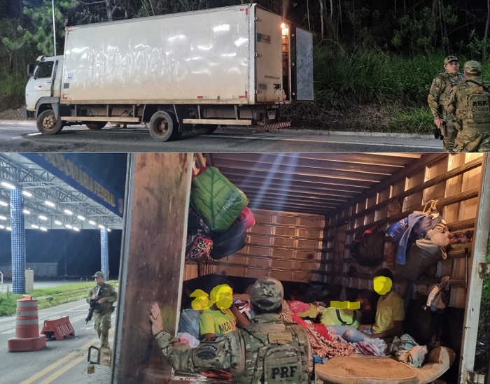 Caminhão com 31 turistas de MG no baú é flagrado na BR 262 no ES