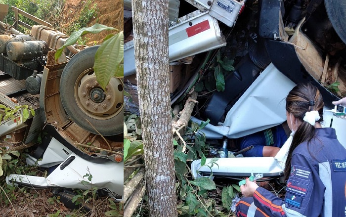 Moradores do Movelar ficam presos às ferragens em acidente no interior de Rio Bananal