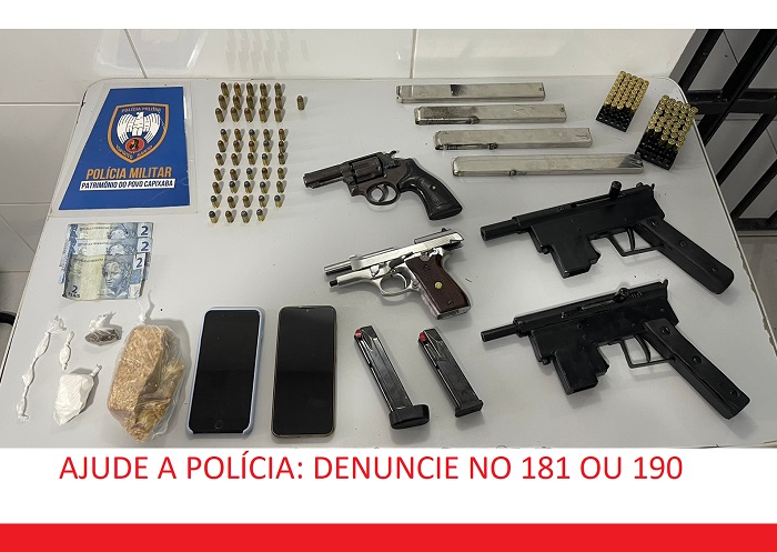 Linhares V: Dois detidos e drogas, armas e munições apreendidos pela PM