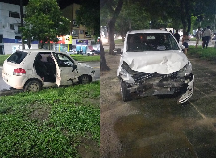 BR-101: Carro vai parar no canteiro em colisão, em Linhares
