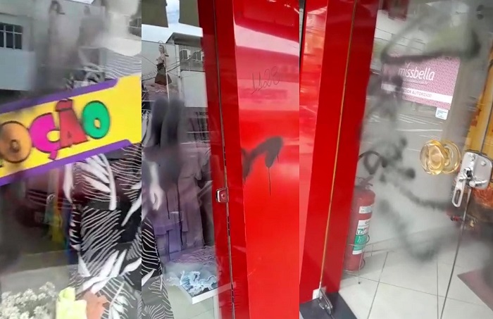 Vândalo age em loja no Centro de Linhares, e nem desce da bike durante delito