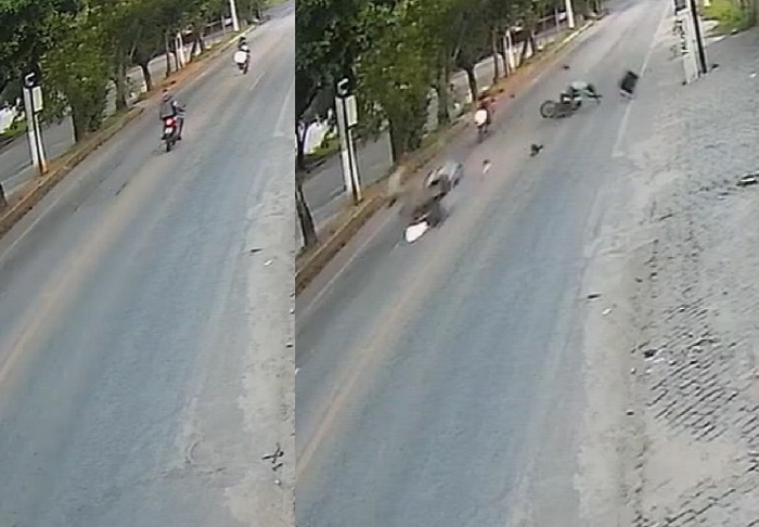 Motos colidem de frente, um óbito no local e dois socorridos em estado gravíssimo