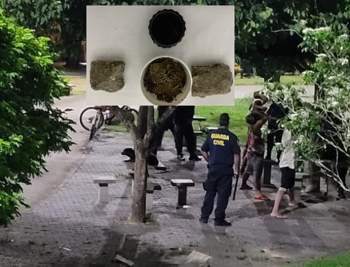 Laguna: GCM chega chegando, apreende droga e leva 4 pessoas para a delegacia de Linhares