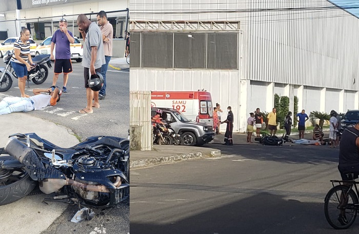 Acidente entre moto e carro, com ferido em Linhares