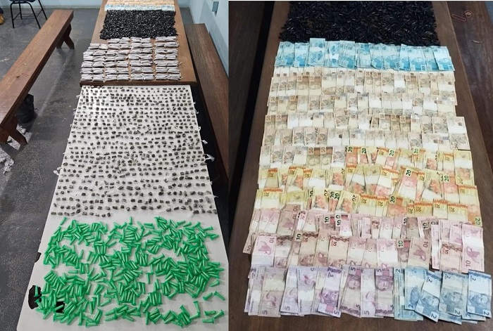 PM apreende muita droga e dinheirama em carro de aplicativo, em Aracruz
