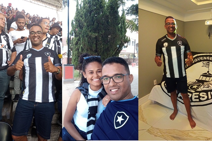 Casal de Linhares prontíssimo para Botafogo x Brasiliense no ES (ela é vascaína)
