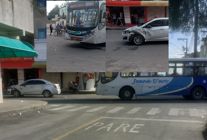 Acidente entre carro de passeio e ônibus no Interlagos