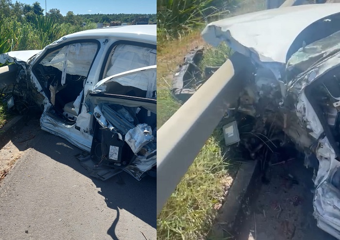 Colisão com óbito na BR-101, em Aracruz. Envolveu carro de passeio e caminhão