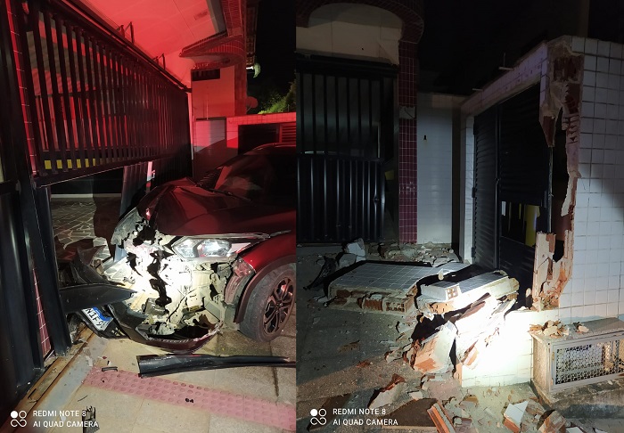 Condutor embriagado com veículo roubado foge de fiscalização, bate em muro de edifício e acaba preso pela PRF em Guarapari