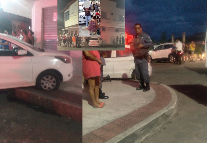 Carro invade calçada e atropela pedestre em Linhares. Mulher é socorrida em estado gravíssimo