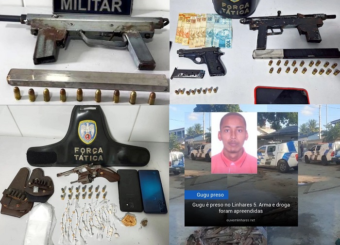 Soma: Muitas armas apreendidas pela PM em Linhares. Uma estava com Gugu
