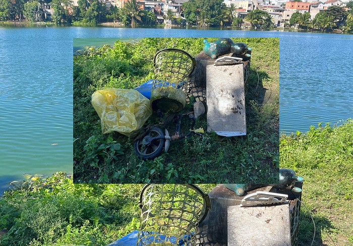 Até Sofá e bicicleta são jogados na Lagoa do Interlagos, em Linhares