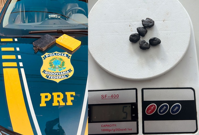 PRF apreende 2kg de pasta base de cocaína, além de haxixe, e prende homem a caminho do Caparaó Capixaba