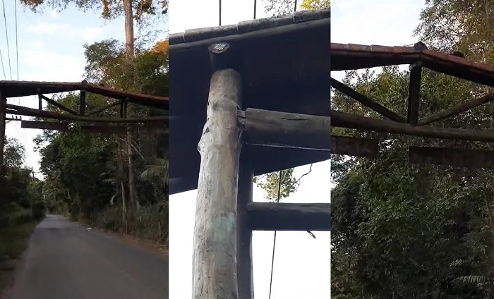 “Vai cair”, alerta leitor sobre o Portal na Estrada de Jataipeba, interior de Linhares