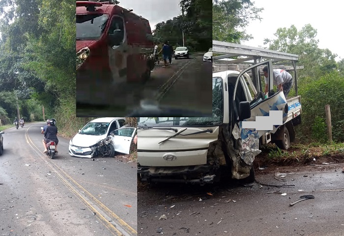 Acidente destrói laterais de veículos na Estrada de Jataipeba, interior de Linhares