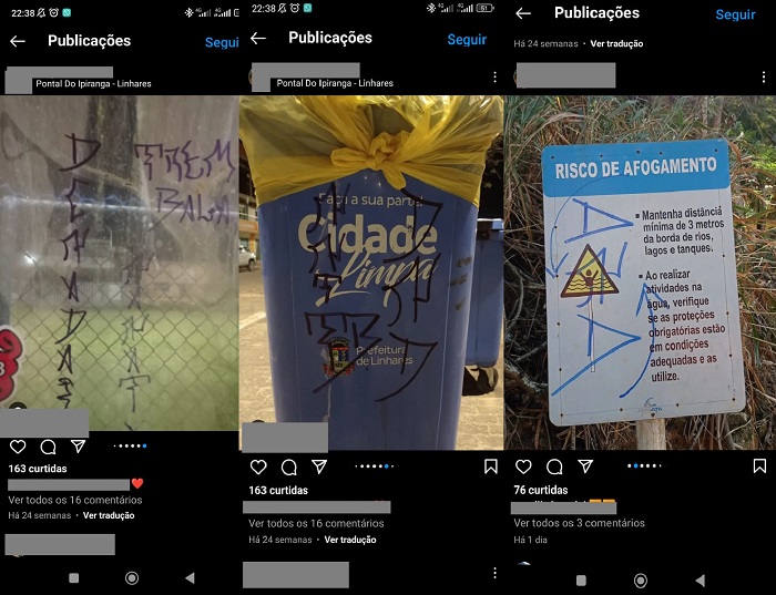 Até lixeira da Prefeitura não escapa de pichações em Linhares