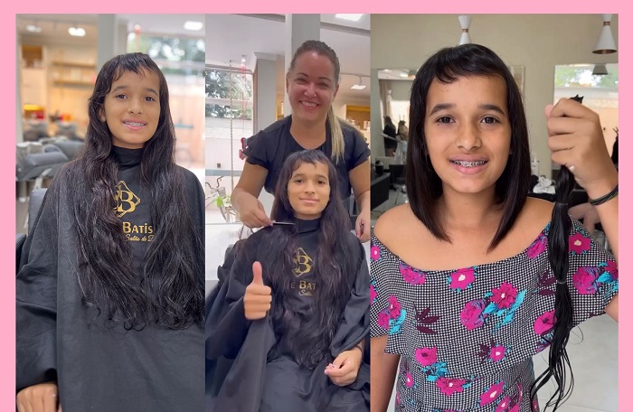 Menina que quer doar cabelos ganha corte e encanta em Linhares