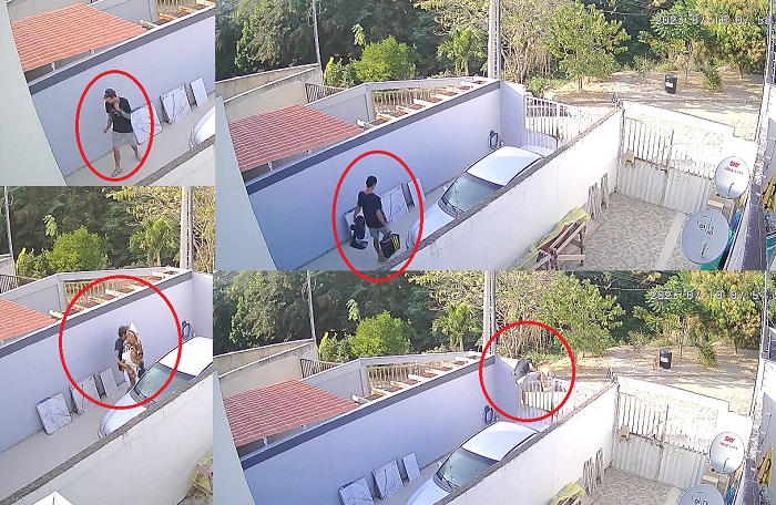 TV quase cai das mãos de larápio após ele arrombar casa na Fonte Grande, Linhares