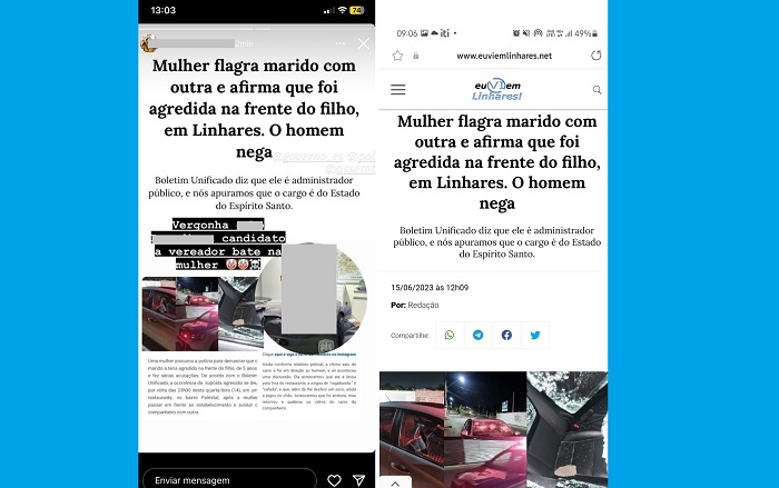 Denúncia: Manchete do Eu Vi em Linhares é usada por criminosos para fins eleitoreiros