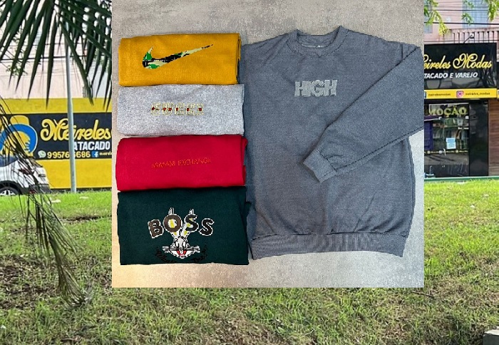 Promoção de blusas de frio na Meireles Modas: 1 por R$ 100 e duas por R$ 150. Corra logo