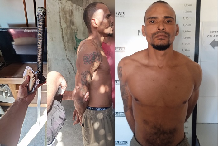 Jaboti é preso com espada de samurai, no Planalto. Arma pode ter sido usada em homicídio em Linhares
