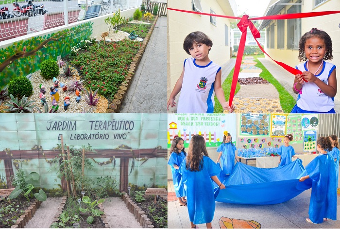 Impressionante Espaço Sensorial, Jardim Terapêutico e Laboratório Vivo em escola de Linhares