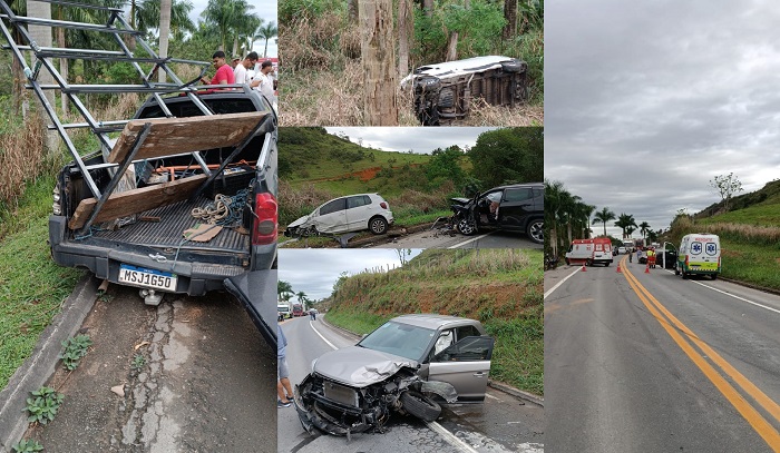 BR-101: 5 veículos envolvidos em acidente com vítima em Fundão. Dinâmica impressiona