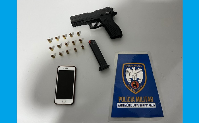 Pistolona na cintura: PM apreende jovem e arma municiada no Aviso, Linhares