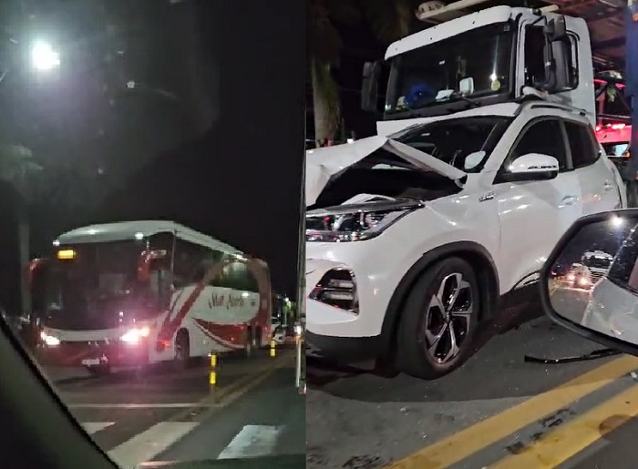 Linhares: Acidente envolve carro, carreta e ônibus na BR-101. Uma vítima socorrida