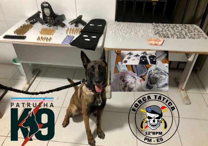 Arma com Brasão da República e mais 2 “normais”, além de drogas, munições e detidos na “Vila do Chaves”, em Linhares