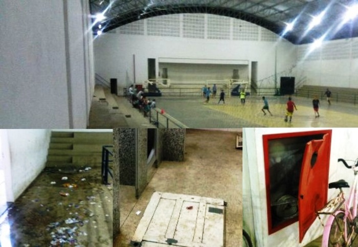 Vandalismo: ginásio poliesportivo é destruído por usuários no Canivete