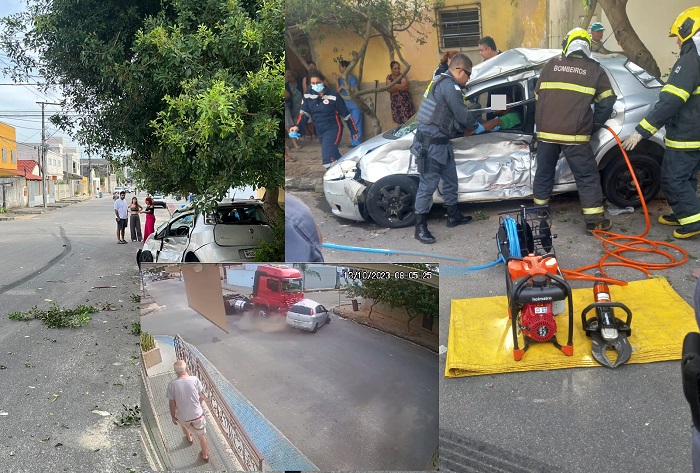Acidente deixa condutor de Fiat Punto preso às ferragens em Linhares
