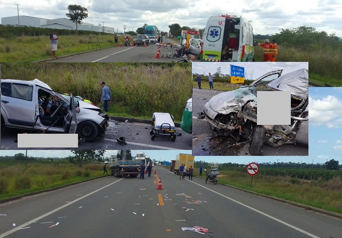 BR-101: Pai e filha morrem em acidente envolvendo 2 caminhões e carro de passeio em Aracruz
