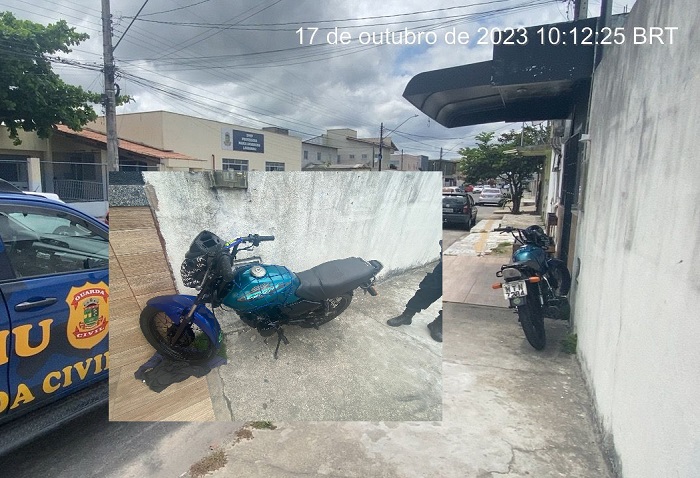 Moto com fita isolante na placa é apreendida pela GCM de Linhares