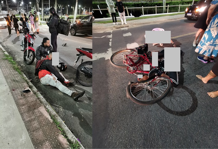 Feridos: Motociclista e ciclista socorridos em acidente em Linhares. O segundo estava desacordado