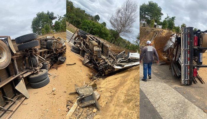 Dois óbitos e cabine de caminhão destruída em acidente na ES 130 em Nova Venécia