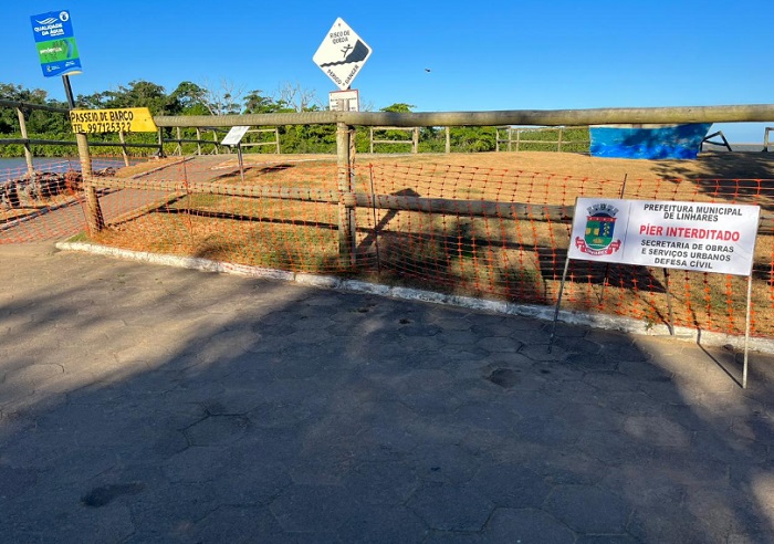 Píer de Regência interditado para obras
