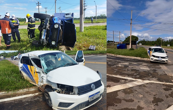 Cena: Carros colidem e um motorista vai parar na UTI, em Linhares