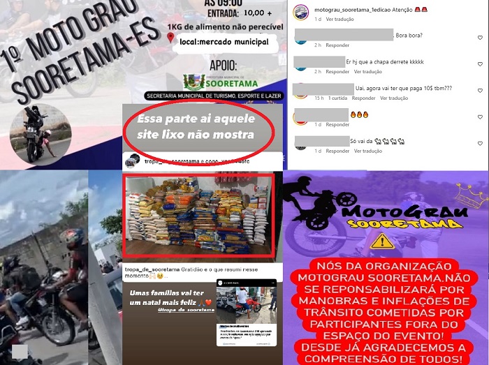 Sooretama: Polêmica e ofensas para justificar evento que arrecadou alimentos para pessoas carente