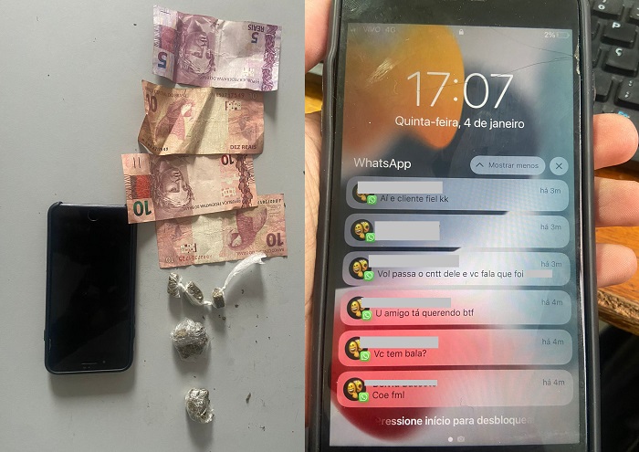 “Tem bala?”: G.A. flagra maconha embaixo do pé de suspeito em Linhares