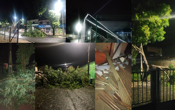 Vento, chuva, raios, fogo na rede elétrica, casas destelhadas, queda de poste. Mais sobre o temporal em Linhares