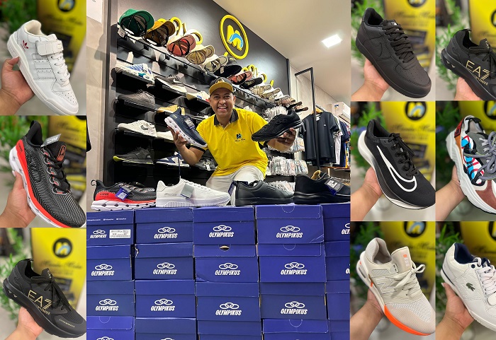 Tênis na promoção, em até 6 X sem juros, e ainda ganha 3 pares de meia na Meireles