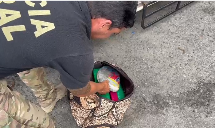 Haxixe e maconha apreendidos na BR-101, em Viana. Passageiro de ônibus preso