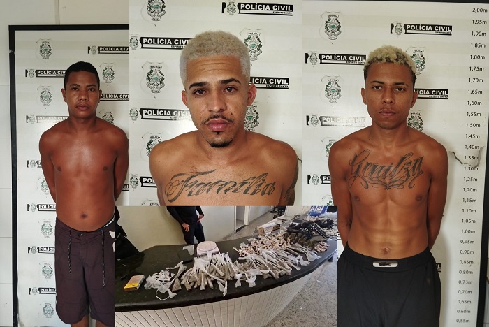 Beco dos Primos: PC prende 3 suspeitos e apreende muita droga. Um deles se escondeu numa cômoda. Ação em Linhares