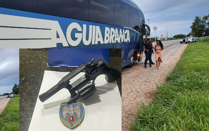 Mulher é presa com arma de fogo em ônibus parado em Sooretama