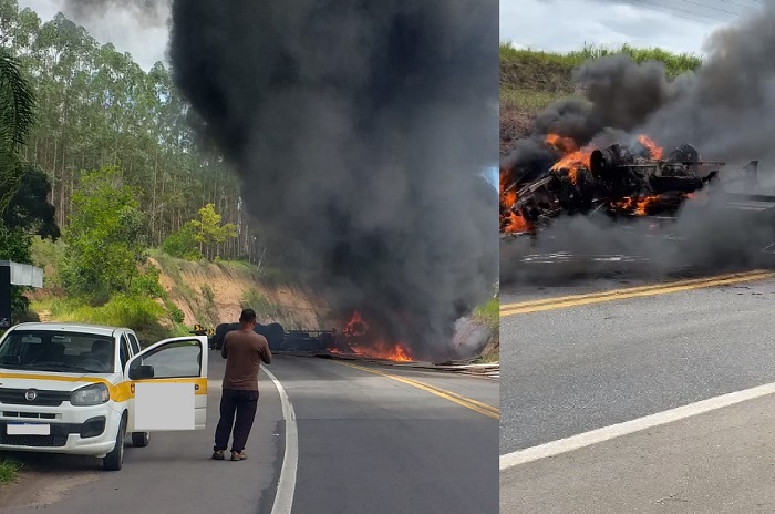 Grave acidente na BR-101, Aracruz. Carreta tombou e tem registro de 1 óbito