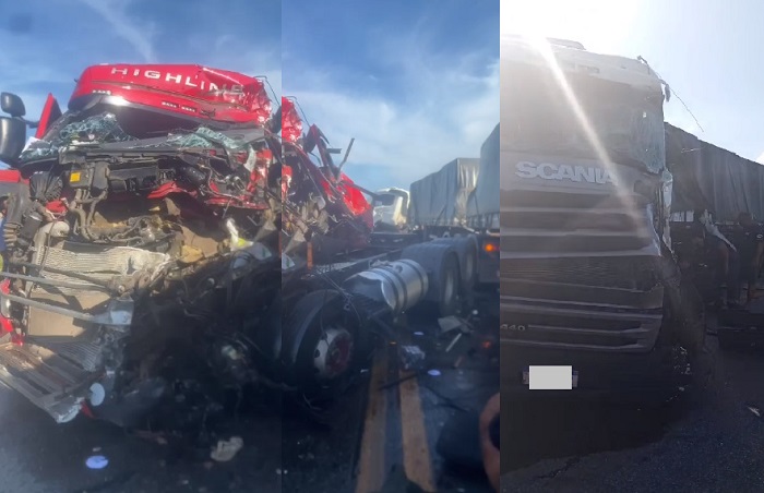Carretas colidem e acidente deixa vítimas na BR-101, em Linhares