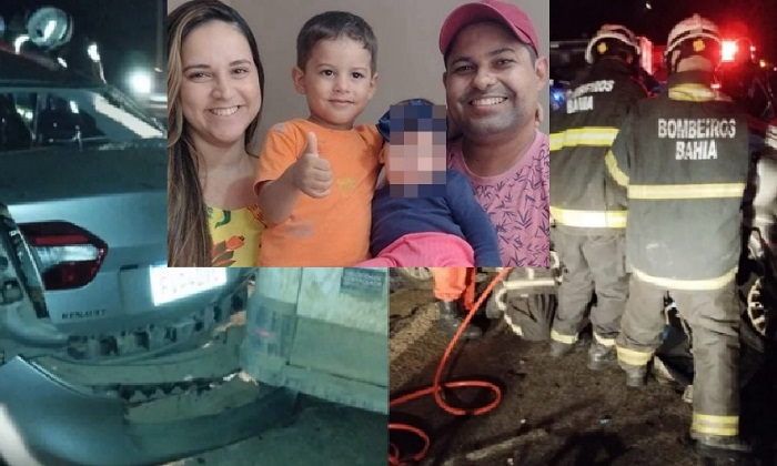 Tragédia com família do Norte do ES na Bahia. Pais e filho morrem, bebezinha sobrevive. Acidente envolveu 3 veículos