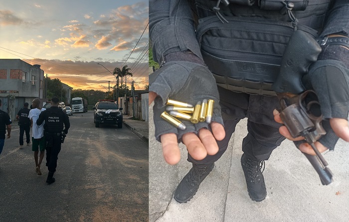 PC cerca residência, prende suspeito e apreende arma no Interlagos, Linhares
